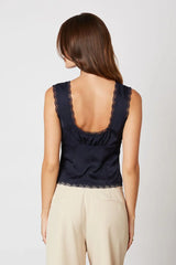 Satin Tie Front Top
