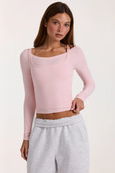 Modal Layered Top in Blush Marl