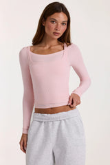 Modal Layered Top in Blush Marl