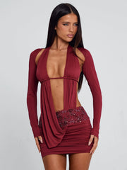 Vyorix VENARI MINI DRESS BURGUNDY