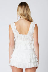 Eyelet Ruffled Peplum Top