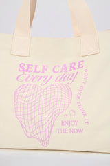 Oversized Canvas Tote Bag in Egg Shell