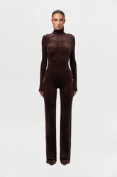Burnout Print Turtleneck Jumpsuit