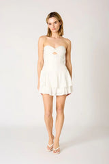 Knotted Double Flounce Mini Romper