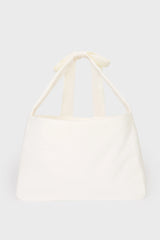 Corduroy Bow Tote Bag in Ivory