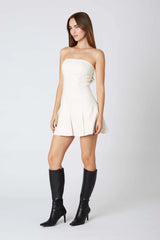 Strapless Faux Leather Mini Dress