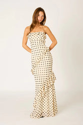 Polka Dot Cascade Maxi Dress