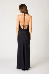 High-Neck Cowl Back Gown