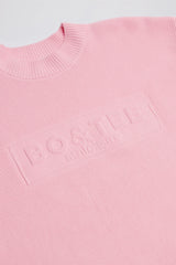 Ribbed Knit Oversized Jumper in Pale Pink