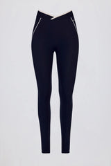 Soft Active Crossover Contrast Leggings in Classic Navy