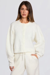 Knit Cropped Cardigan in Ivory