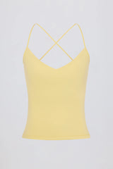 Cross-Back Tank Top in Lemon