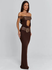 Vyorix ROZIA MAXI DRESS BROWN