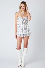Floral Strapless Smocked Romper