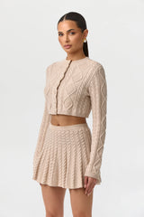 Cable Knit Pleated Mini Skirt