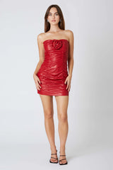 Leather Strapless Mini Dress