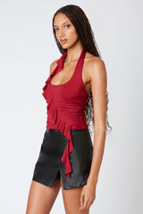Ruffled Halter Knit Top
