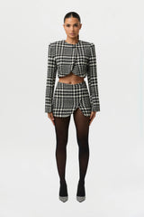 Houndstooth Plaid Mini Skirt