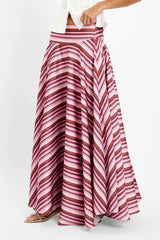 Basque Full Skirt | Magenta Stripe