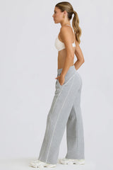 Mid-Rise Straight-Leg Joggers in Grey Marl