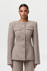 Chevron Suited Button Up Blazer