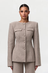 Chevron Suited Button Up Blazer