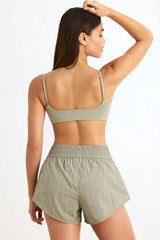 Elasticated Mini Shorts in Mineral