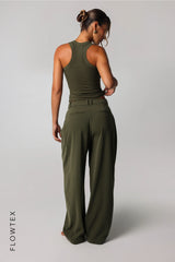 T-Shape Micro-Ribbed Tank Top - Cypress