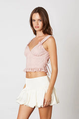 Lace Ruffle Bow Top
