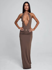 Vyorix BELLINA MAXI DRESS BROWN