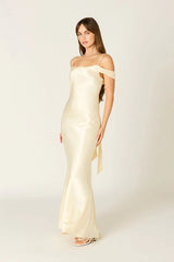 Satin Off The Shoulder Gown
