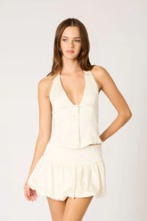 Tuxedo Satin Halter Top