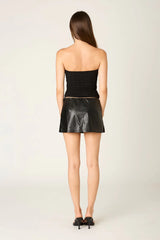 Faux Leather A-line Mini Skirt