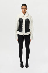 Sherpa Vegan Leather Corset Jacket