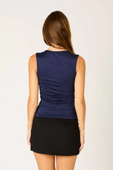 Ruched Square Neck Sleeveless Top