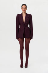 Power Shoulder Fitted Suit Blazer