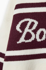 Knit Turtleneck Oversized Jumper in Burgundy