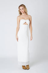 Strapless Lace Cut Out Maxi Dress