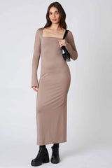 Long Sleeve Square Neck Maxi Dress