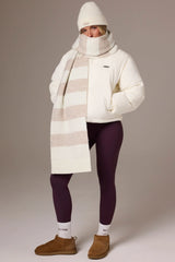 Knitted Striped Scarf in Ivory