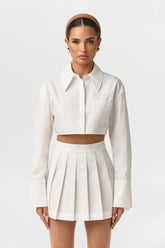 Shirting Button Up Crop Top