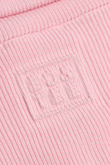 Ribbed Knit Zip-Up Cropped Sweatshirt in Pale Pink
