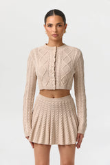 Cable Knit Cropped Cardigan