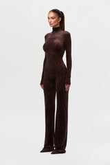Burnout Print Turtleneck Jumpsuit