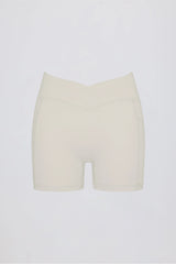 Soft Active Pocket V-Waist Mini Shorts in Cream