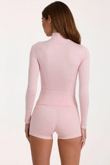 Soft Active Zip-Up Jacket in Blush Marl