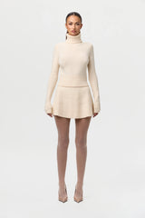 Knit Ribbed A-Line Mini Skirt