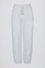 Brushed Cotton Jersey Mid-Rise Relaxed Joggers in Grey Marl
