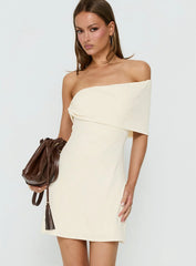 Laurencia One Shoulder Mini Dress Cream