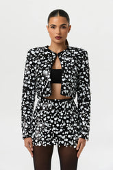 Geometric Sequin Cropped Jacket